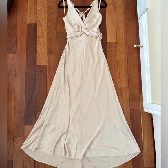 BCBG MaxAzria | Elegant satin floor length champagne maxi dress size 4 - Picture 2 of 6